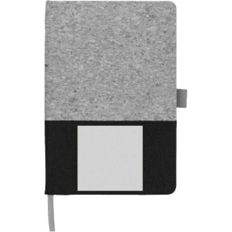 Korkový a bavlněný zápisník Trevor, černá Korkový a bavlněný zápisník Trevor, černá