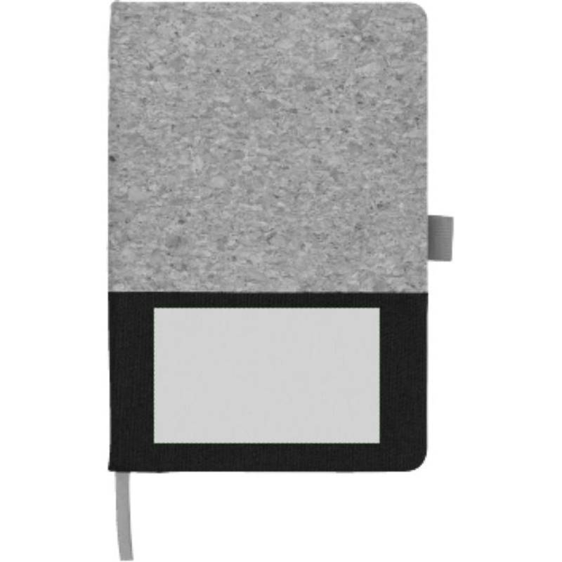 Korkový a bavlněný zápisník Trevor, černá Korkový a bavlněný zápisník Trevor, černá