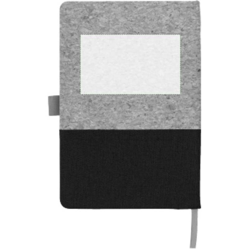 Korkový a bavlněný zápisník Trevor, černá Korkový a bavlněný zápisník Trevor, černá