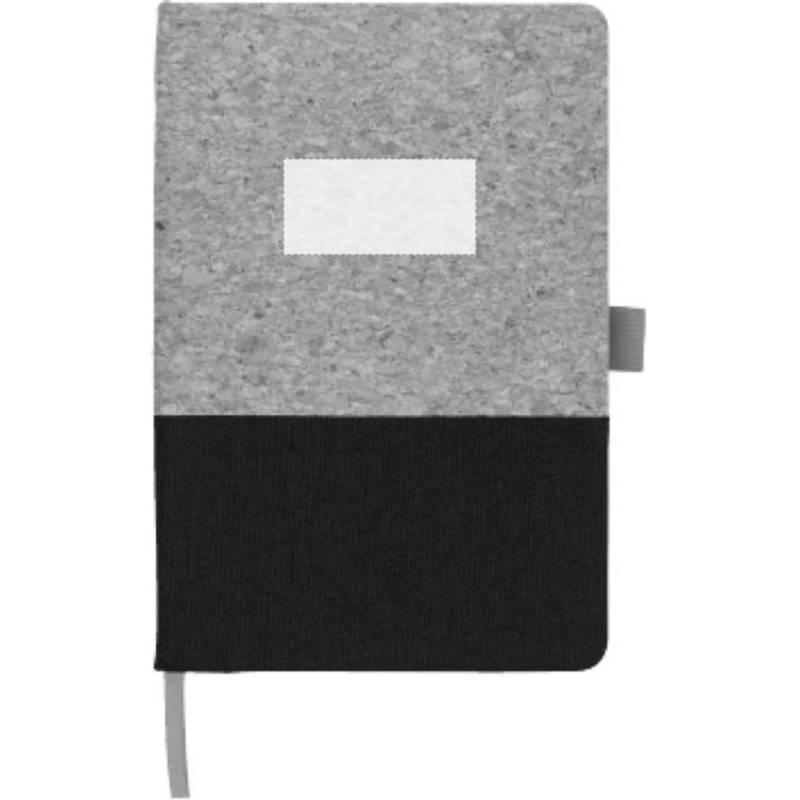 Korkový a bavlněný zápisník Trevor, černá Korkový a bavlněný zápisník Trevor, černá