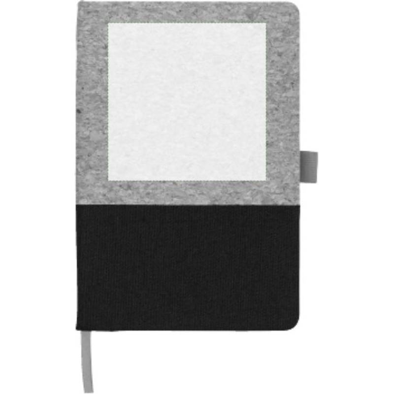 Korkový a bavlněný zápisník Trevor, černá Korkový a bavlněný zápisník Trevor, černá