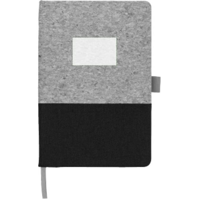 Korkový a bavlněný zápisník Trevor, černá Korkový a bavlněný zápisník Trevor, černá