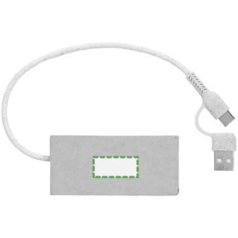 USB hub z hliníku a recyklovaného papíru Paulo, hnědá USB hub z hliníku a recyklovaného papíru Paulo, hnědá