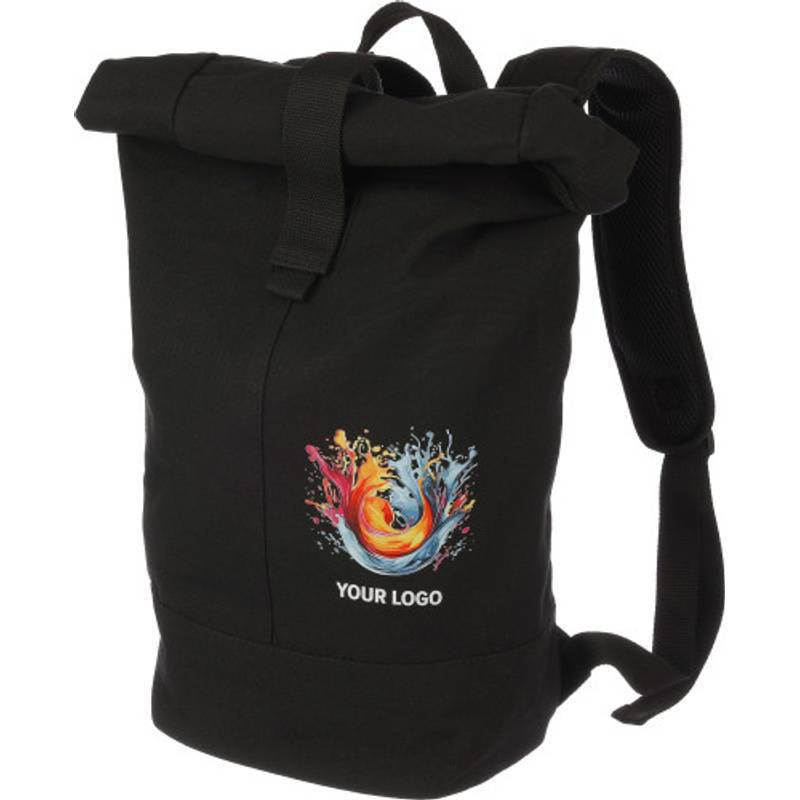 Polyesterový rolovací batoh Micah, černá Polyesterový rolovací batoh Micah, černá