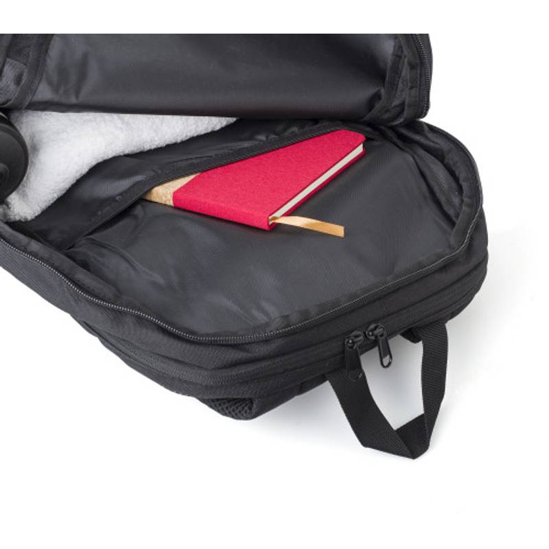 Polyesterový RPET multifunkční batoh Sebastian, černá Polyesterový RPET multifunkční batoh Sebastian, černá