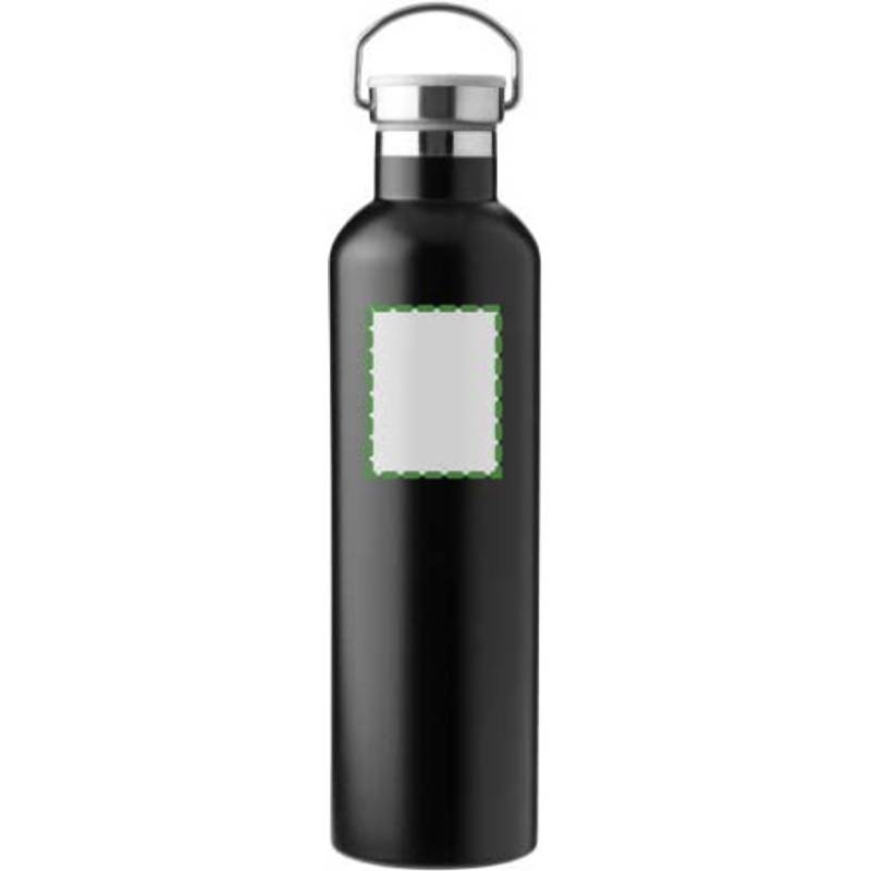 Nerezová dvojplášťová fľaša Damien, čierna Nerezová dvojplášťová fľaša Damien, čierna