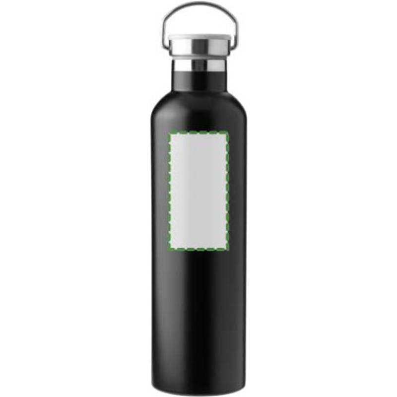 Nerezová dvojplášťová fľaša Damien, čierna Nerezová dvojplášťová fľaša Damien, čierna