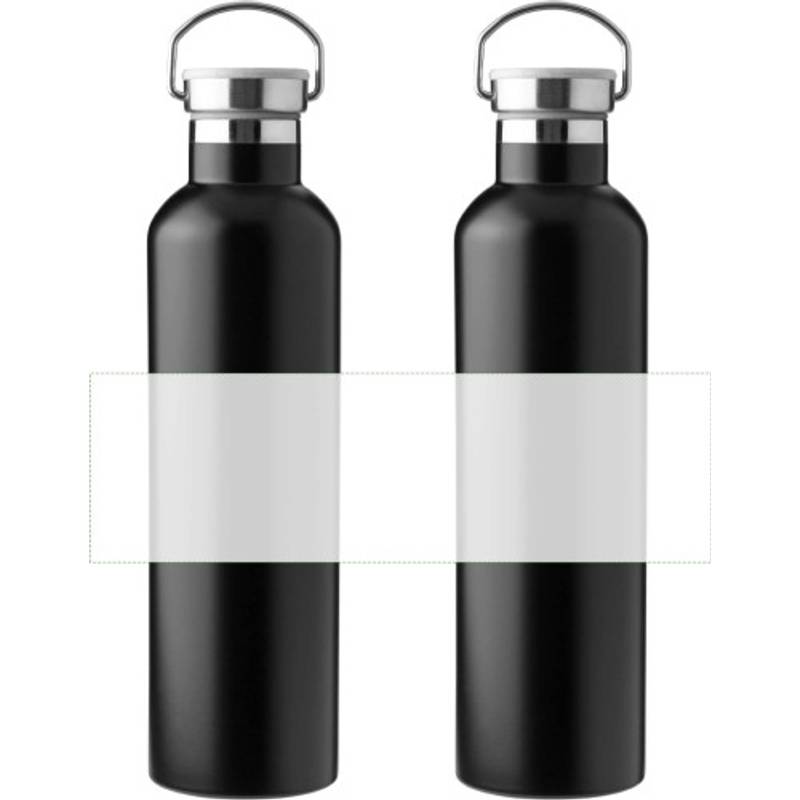 Nerezová dvojplášťová fľaša Damien, čierna Nerezová dvojplášťová fľaša Damien, čierna