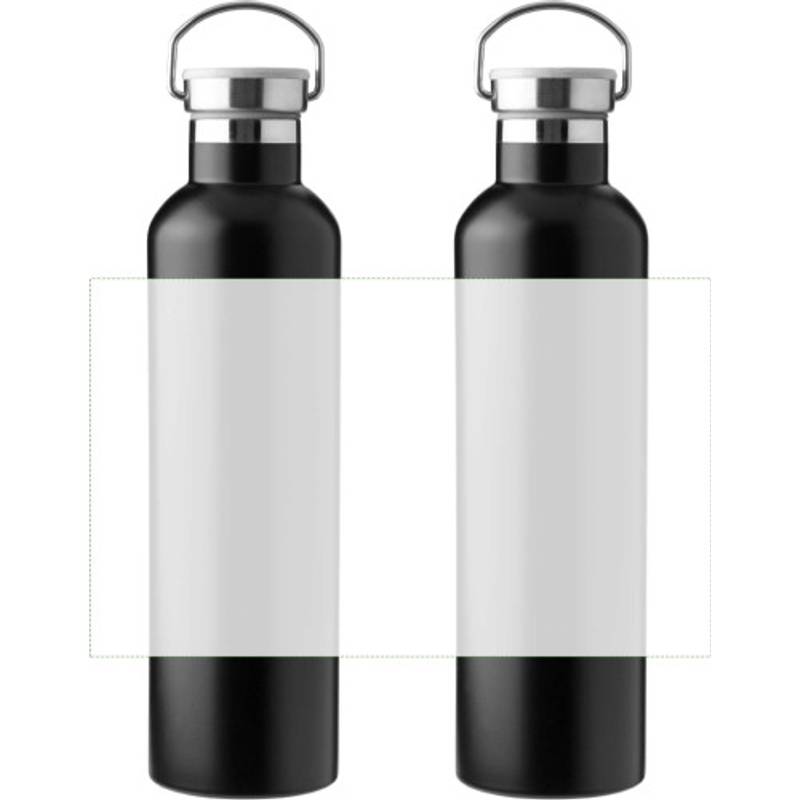 Nerezová dvojplášťová fľaša Damien, čierna Nerezová dvojplášťová fľaša Damien, čierna