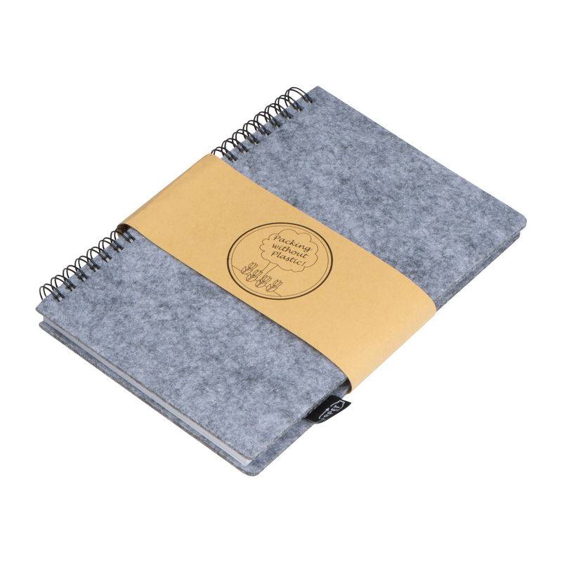 Plstěný zápisník A5 RPET, šedá Plstěný zápisník A5 RPET, šedá