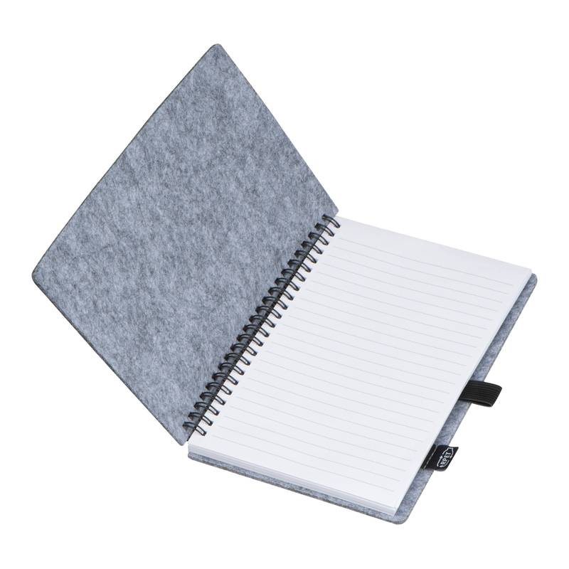 Plstěný zápisník A5 RPET, šedá Plstěný zápisník A5 RPET, šedá