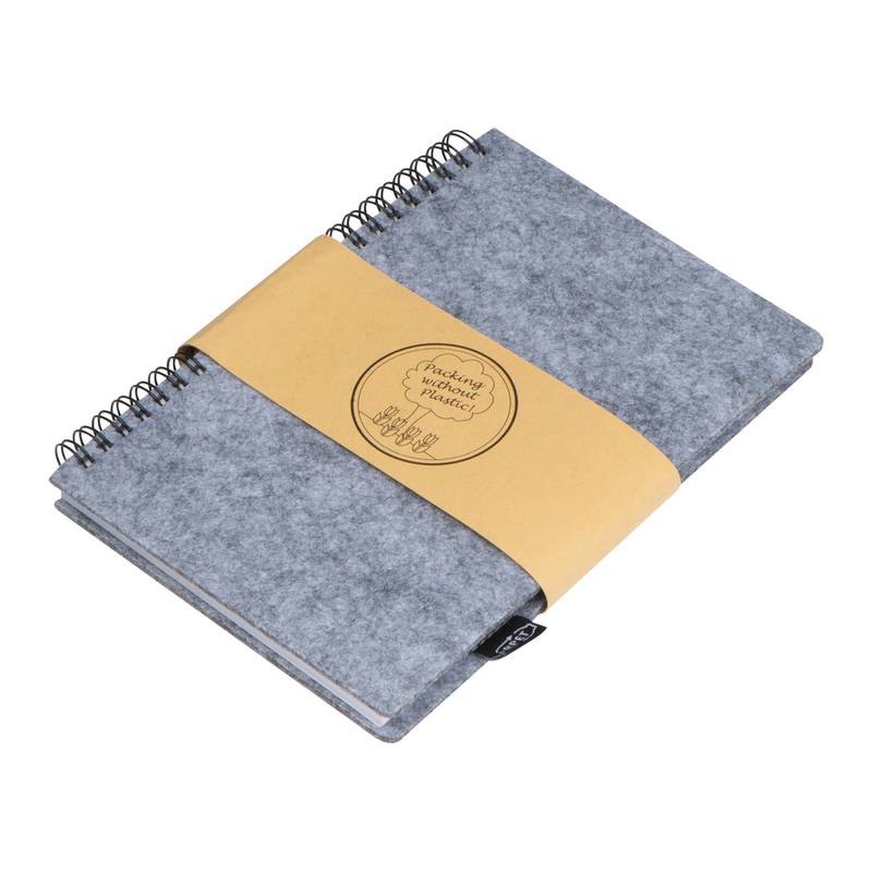 Plstěný zápisník A5 RPET, šedá Plstěný zápisník A5 RPET, šedá