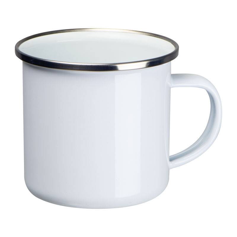 Smaltovaný retro hrnek, bílá Smaltovaný retro hrnek, bílá