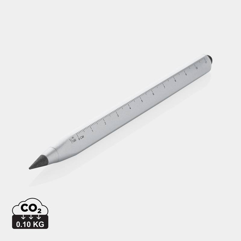 Nekonečná multitaskingová ceruzka Eon z RCS recykl. hliníka, sivá strieborná