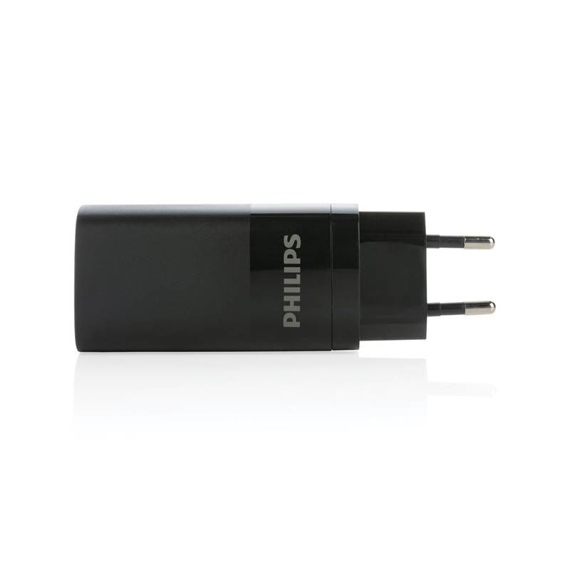 Philips 65W ultra rýchla PD 3-portová USB stenová nabíjačka, čierna Philips 65W ultra rýchla PD 3-portová USB stenová nabíjačka, čierna