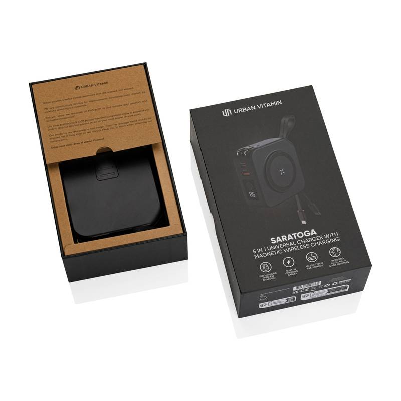 Nabíjačka Urban Vitamin Saratoga 5 in 1, čierna Nabíjačka Urban Vitamin Saratoga 5 in 1, čierna