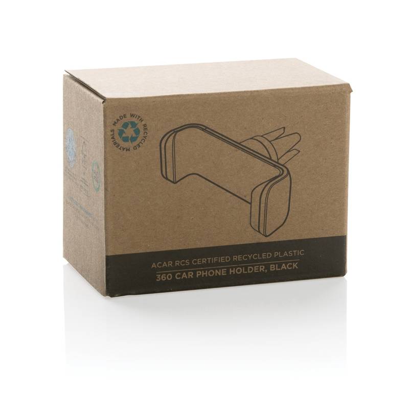 Držiak na telefón do auta 360 Acar z RCS recykl. plastu, čierna Držiak na telefón do auta 360 Acar z RCS recykl. plastu, čierna