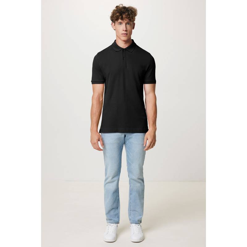 Polo tričko Iqoniq Yosemite z recykl. bavlny, 4XL, čierna Polo tričko Iqoniq Yosemite z recykl. bavlny, 4XL, čierna