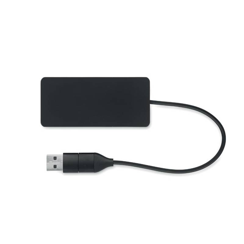USB rozbočovač s 20cm káblom, čierna USB rozbočovač s 20cm káblom, čierna