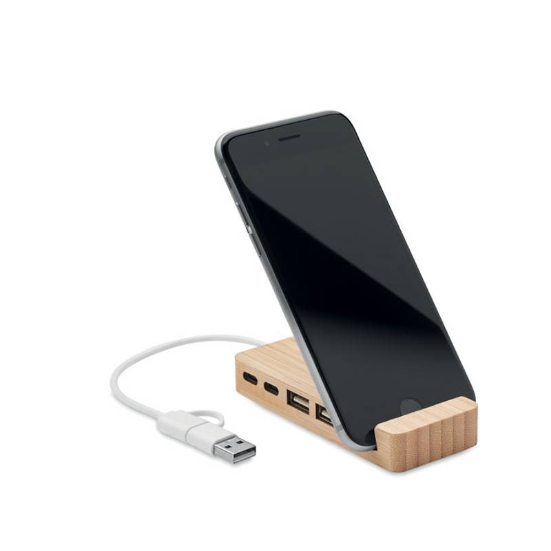 Bambusový USB rozbočovač, hnědá wood Bambusový USB rozbočovač, hnědá wood