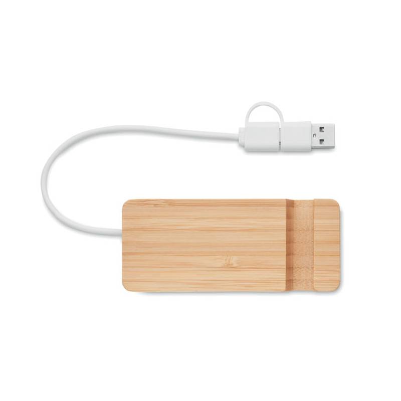 Bambusový USB rozbočovač, hnědá wood Bambusový USB rozbočovač, hnědá wood