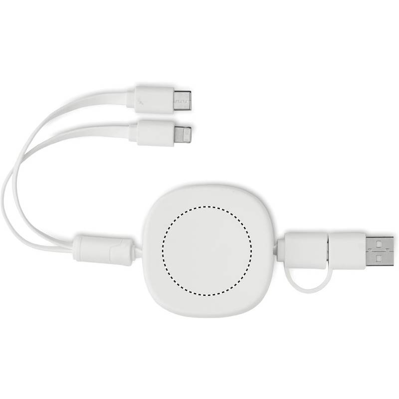 Výsuvný nabíjací USB kábel, biela Výsuvný nabíjací USB kábel, biela