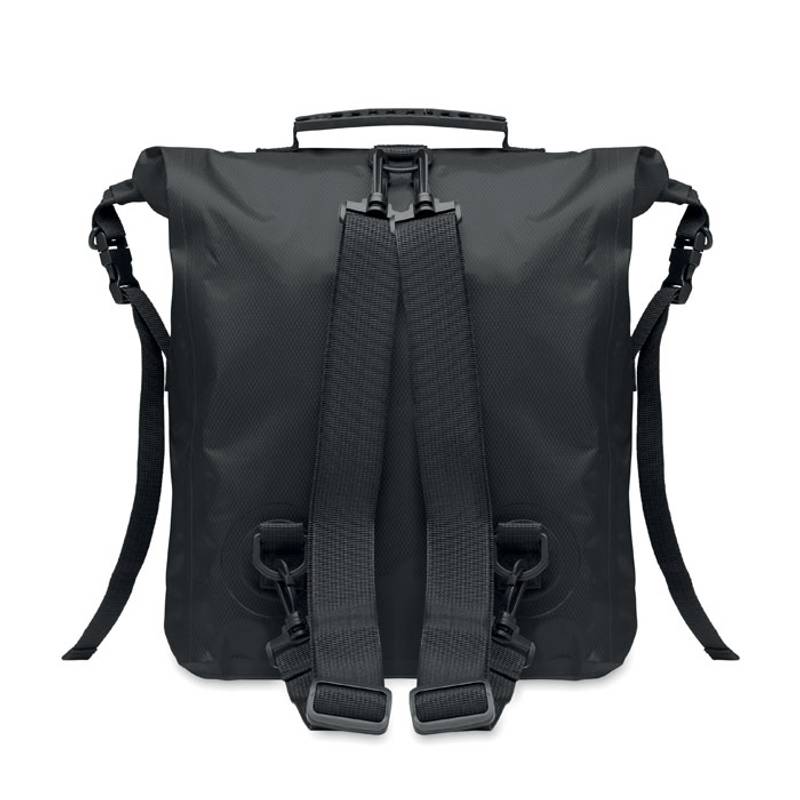 Vodotěsný rolovací RPET batoh, černá Vodotěsný rolovací RPET batoh, černá