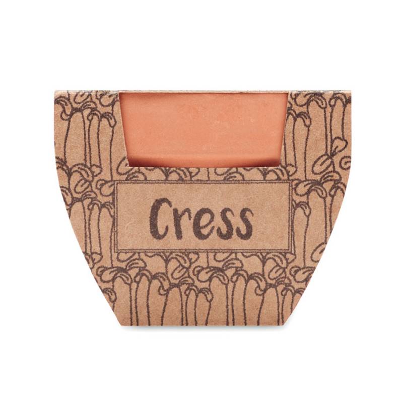 Semínka řeřichy v květináčku, hnědá wood Semínka řeřichy v květináčku, hnědá wood