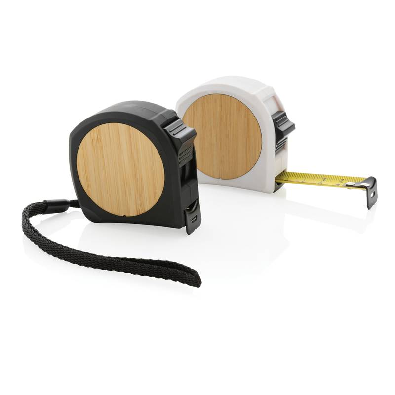 Svinovací metr 5m/19mm z RCS recykl. plastu a FSC® bambusu, bílá Svinovací metr 5m/19mm z RCS recykl. plastu a FSC® bambusu, bílá