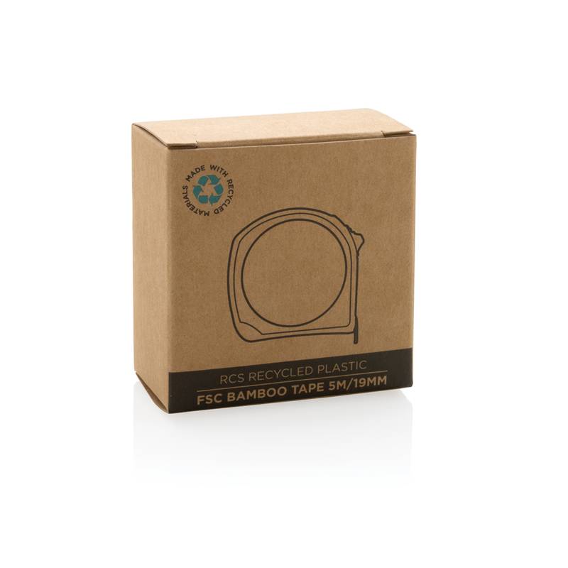 Svinovací metr 5m/19mm z RCS recykl. plastu a FSC® bambusu, bílá Svinovací metr 5m/19mm z RCS recykl. plastu a FSC® bambusu, bílá