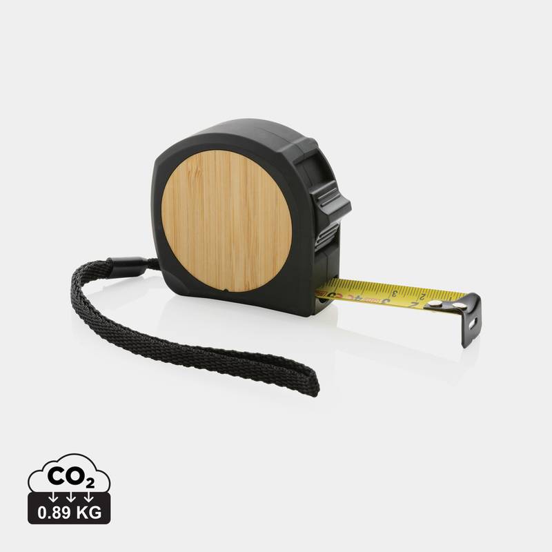 Zvinovací meter 5m/19mm z RCS recykl. plastu a FSC® bambusu, biela Zvinovací meter 5m/19mm z RCS recykl. plastu a FSC® bambusu, biela