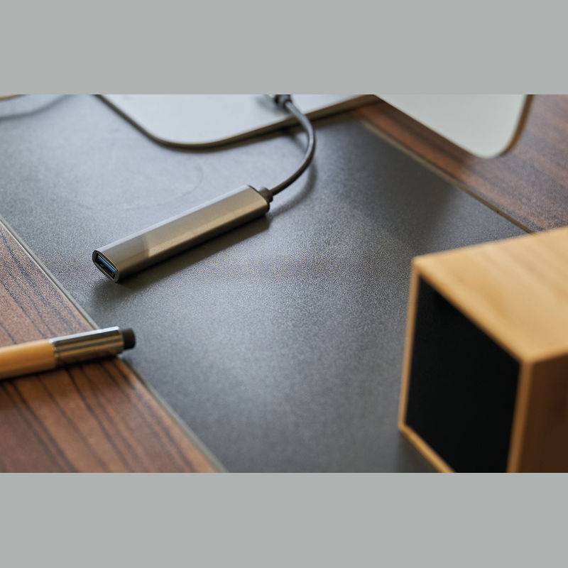 USB rozbočovač z recyklovaného hliníku, šedá USB rozbočovač z recyklovaného hliníku, šedá