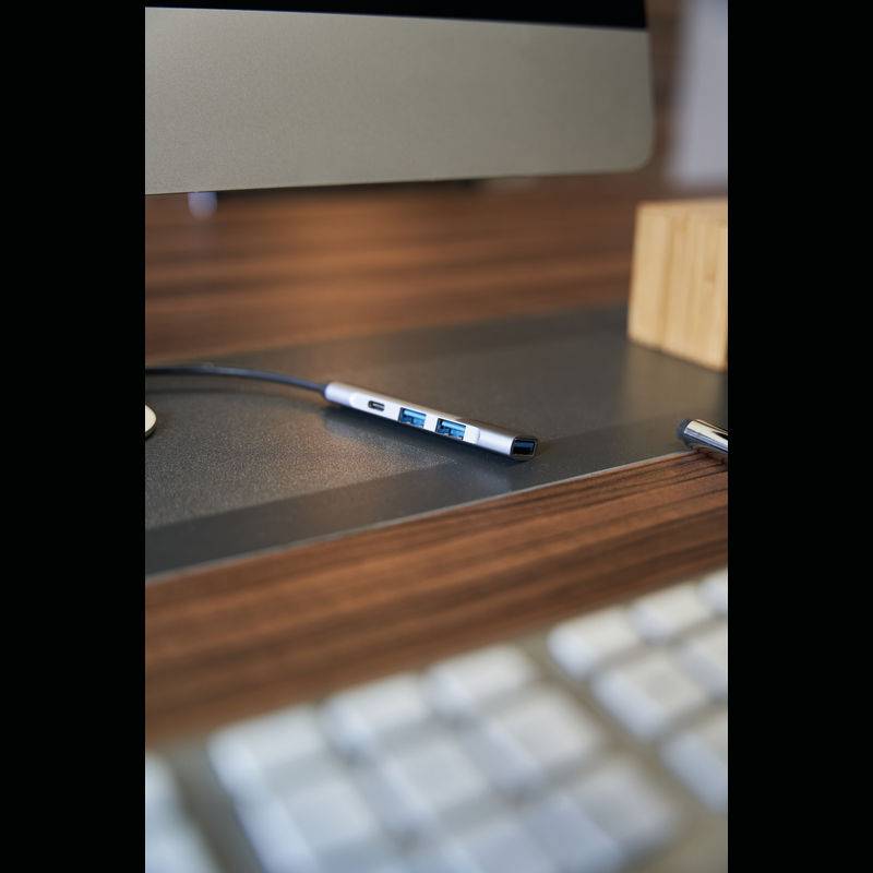 USB rozbočovač z recyklovaného hliníku, šedá USB rozbočovač z recyklovaného hliníku, šedá