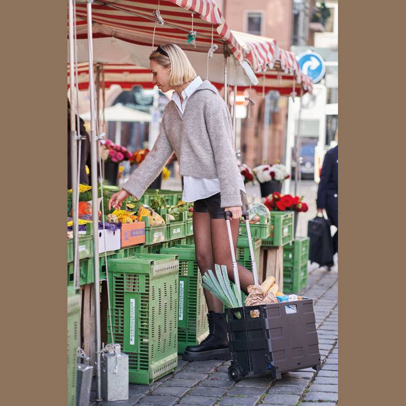Skládací nákupní vozík, černá 32 L Skládací nákupní vozík, černá 32 L