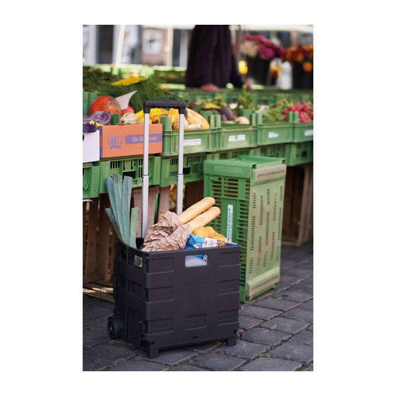 Skládací nákupní vozík, černá 32 L Skládací nákupní vozík, černá 32 L