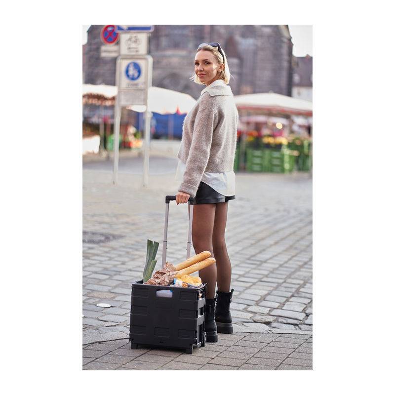 Skládací nákupní vozík, černá 32 L Skládací nákupní vozík, černá 32 L