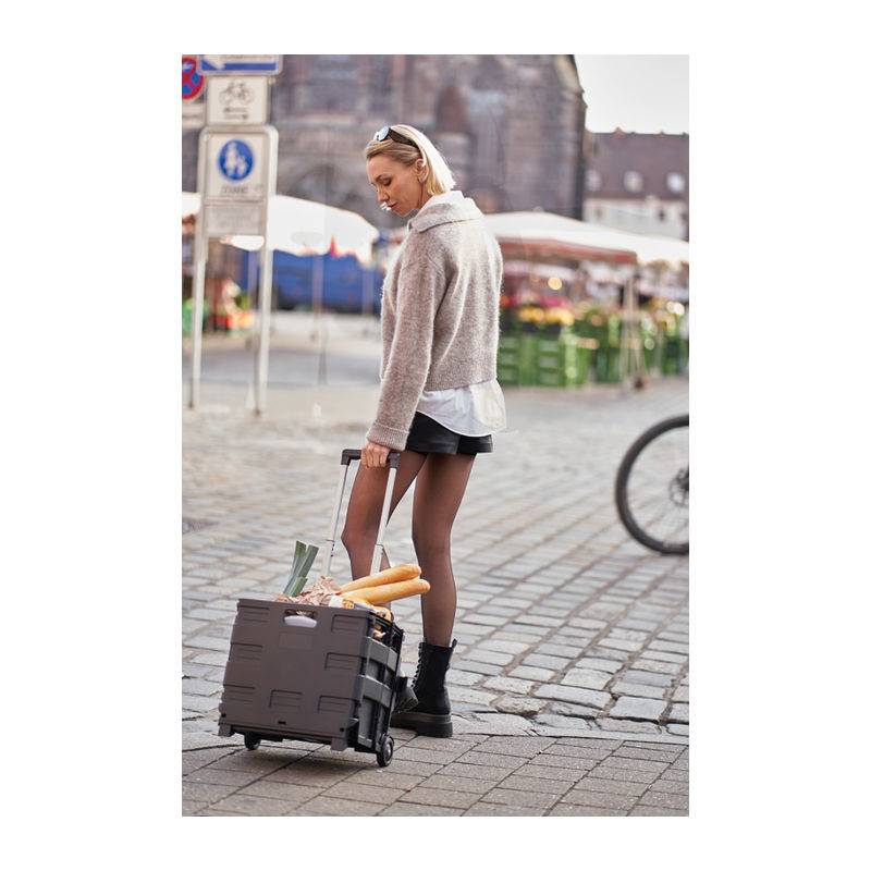 Skládací nákupní vozík, černá 32 L Skládací nákupní vozík, černá 32 L