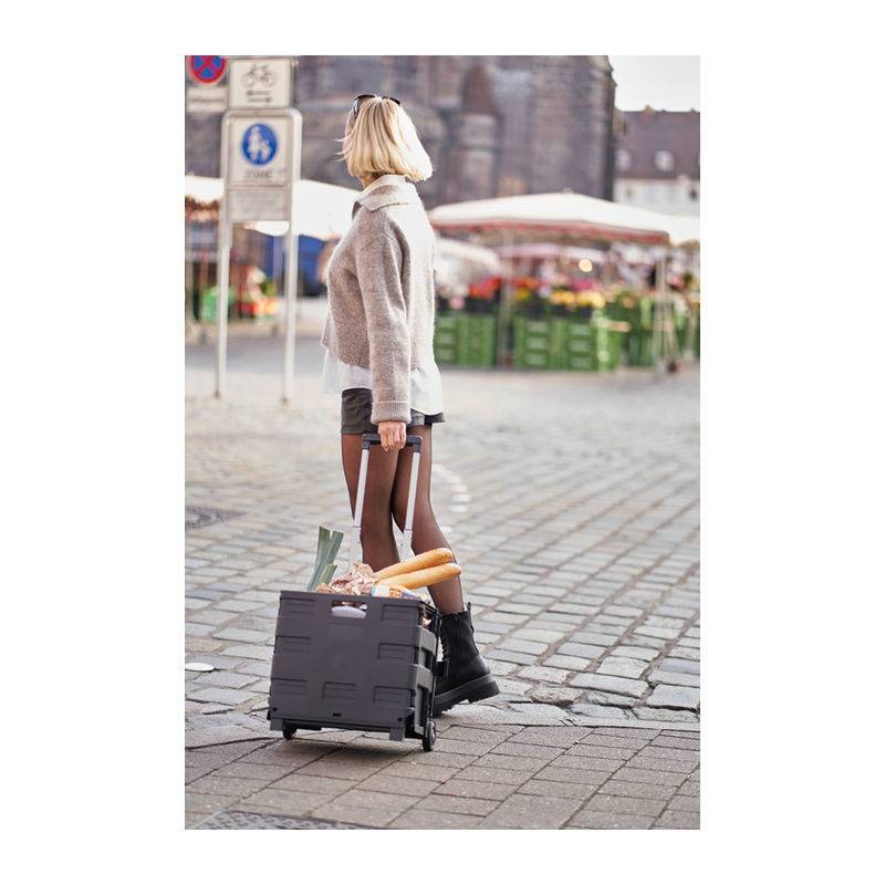 Skládací nákupní vozík, černá 32 L Skládací nákupní vozík, černá 32 L