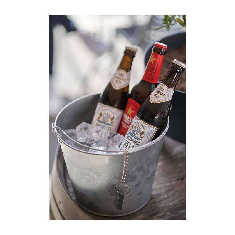 Zinkový kbelík s otvírákem na láhve, šedá 6000ml Zinkový kbelík s otvírákem na láhve, šedá 6000ml