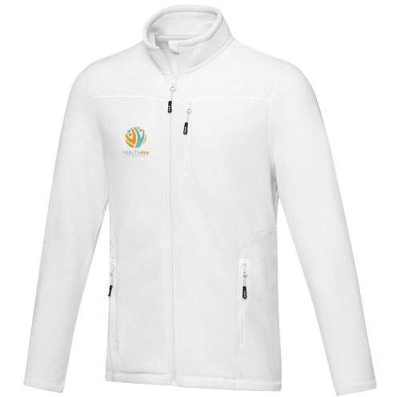 Pánska recyklovaná celorozopínacia fleecová bunda GRS Amber, biela, XS Pánska recyklovaná celorozopínacia fleecová bunda GRS Amber, biela, XS