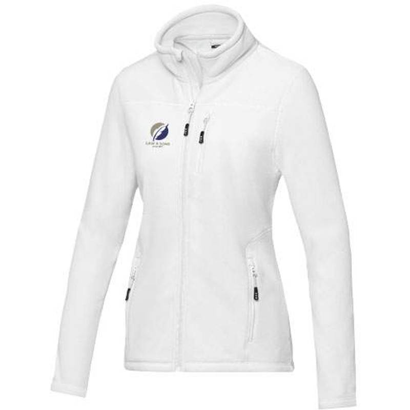 Dámská recyklovaná celorozepínací fleecová bunda GRS Amber, bílá, XS Dámská recyklovaná celorozepínací fleecová bunda GRS Amber, bílá, XS
