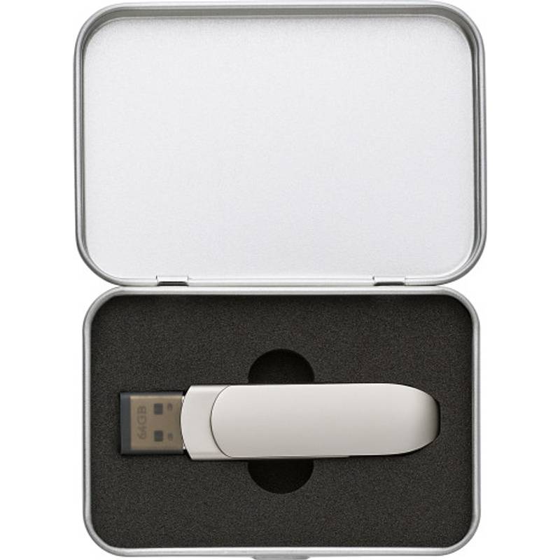 USB kľúč zo zliatiny zinku Harlow, sivá strieborná USB kľúč zo zliatiny zinku Harlow, sivá strieborná