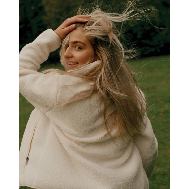 Pile fleece bunda Iqoniq Diran, biela natural, L Pile fleece bunda Iqoniq Diran, biela natural, L