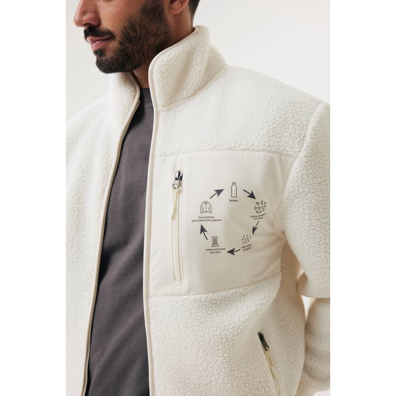 Pile fleece bunda Iqoniq Diran, biela natural, L Pile fleece bunda Iqoniq Diran, biela natural, L