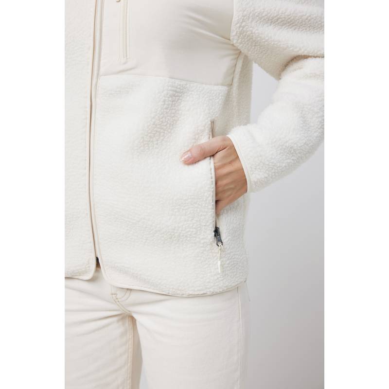 Pile fleece bunda Iqoniq Diran, biela natural, L Pile fleece bunda Iqoniq Diran, biela natural, L