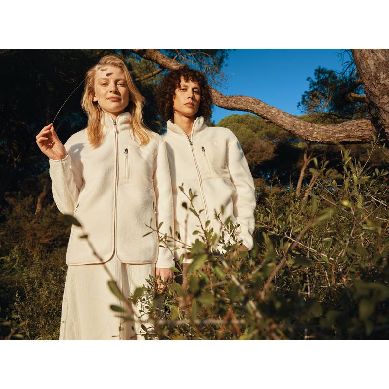 Pile fleece bunda Iqoniq Diran, biela natural, L Pile fleece bunda Iqoniq Diran, biela natural, L