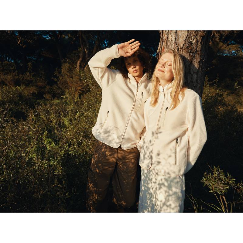 Pile fleece bunda Iqoniq Diran, biela natural, L Pile fleece bunda Iqoniq Diran, biela natural, L