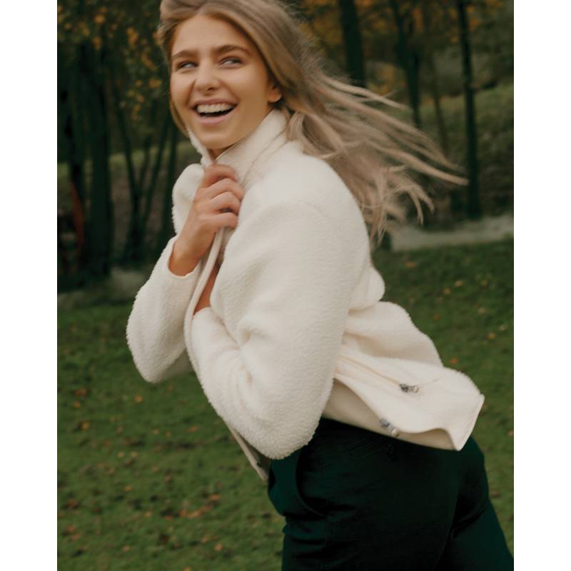 Pile fleece bunda Iqoniq Diran, biela natural, L Pile fleece bunda Iqoniq Diran, biela natural, L