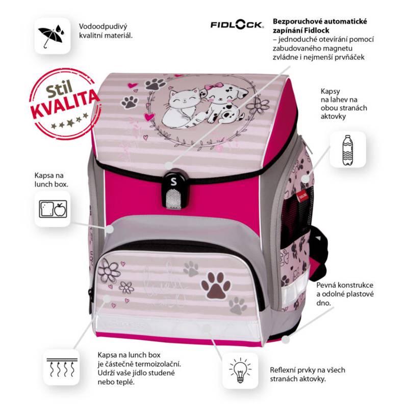 Školská aktovka Cute Pets, viacfarebná Školská aktovka Cute Pets, viacfarebná