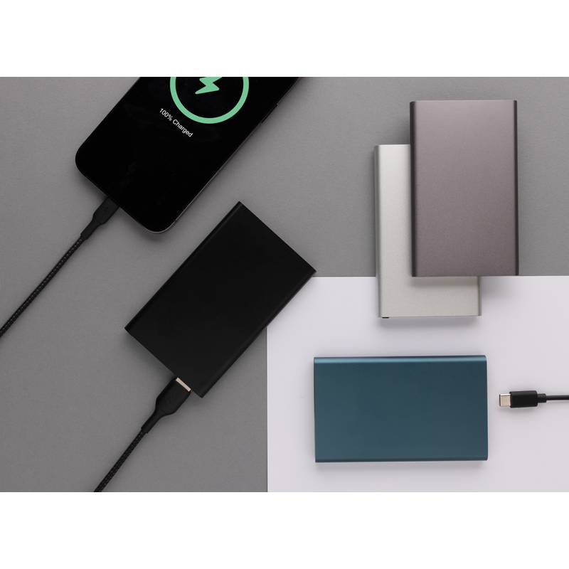 Powerbanka 4000mAh s USB C, sivá antracitová Powerbanka 4000mAh s USB C, sivá antracitová